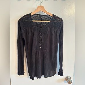 Black Knit Peasant Top